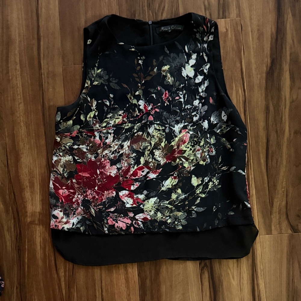 Rose & Olive Black and Red Floral Blouse